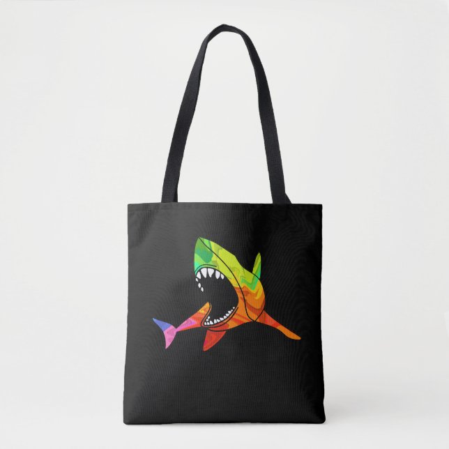Colorful Shark Tote Bag (Front)