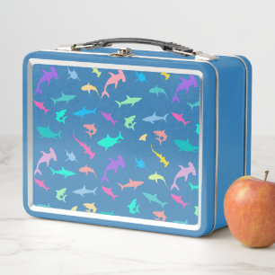 Colorful shark under the sea gradient Party Metal Lunch Box