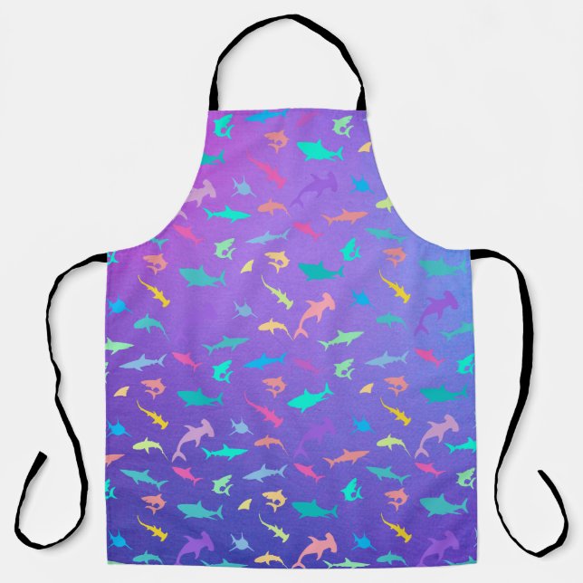 Colorful shark under the sea School Party Apron (Front)