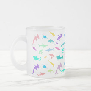 Colorful shark under the sea School Party Frosted Glass Coffee Mug