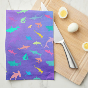 Colorful shark under the sea School Party Kitchen Towel