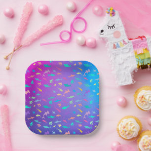 Colorful shark under the sea School Party Paper Plates