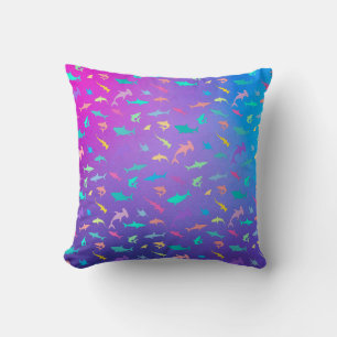 Colorful shark under the sea School Party Throw Pillow