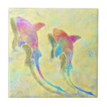 Colorful Sharks Ceramic Tile - Painting<br><div class="desc">Colorful Sharks Ceramic Tiles - MIGNED Painting Design</div>