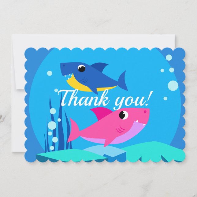 Colorful Sharks Thank You Card (Front)