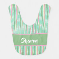 Colorful sharp peaks on green baby bib