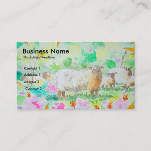 Colorful Sheep and flower garden Business Cards