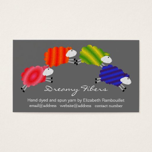Customizable Colorful Sheep Fiber Artist Hangtag Business Card Template