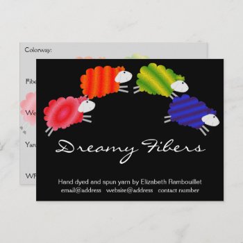 Colorful Sheep Fiber Artist Hangtag Postcard by NightOwlsMenagerie at Zazzle