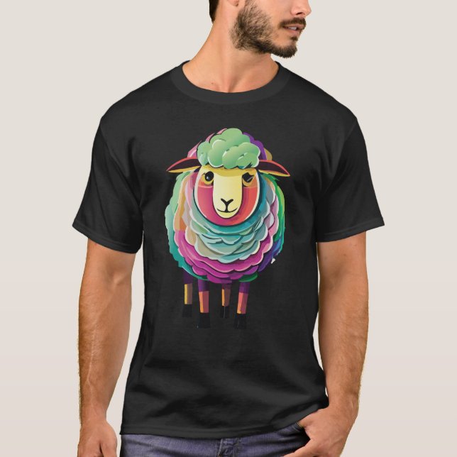 Colorful Sheep Illustration T-Shirt (Front)