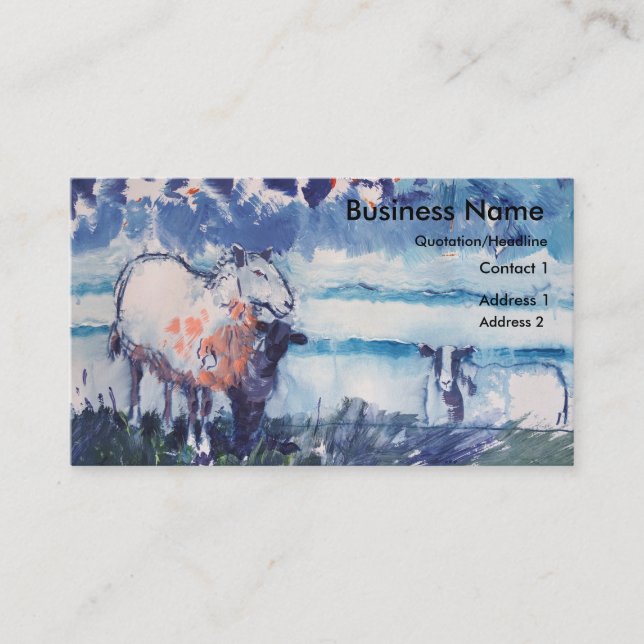 Colorful Sheep lamb Cloudy Sky Business Cards (Front)