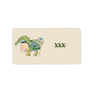 colorful sheep, personalized label