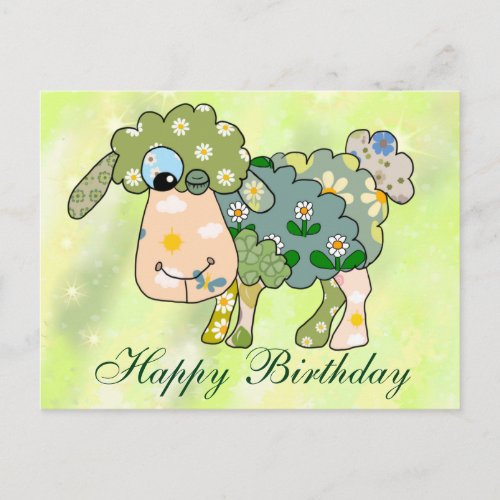 colorful sheep postcard