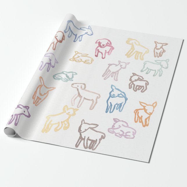 Colorful Sheep Wrapping Paper (Unrolled)