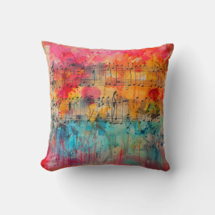 Colorful Sheet Music, Musician Gift Throw Pillow