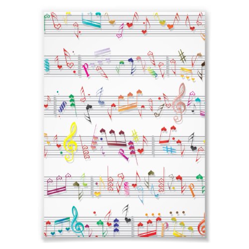 Colorful Sheet Music Notes Photo Print