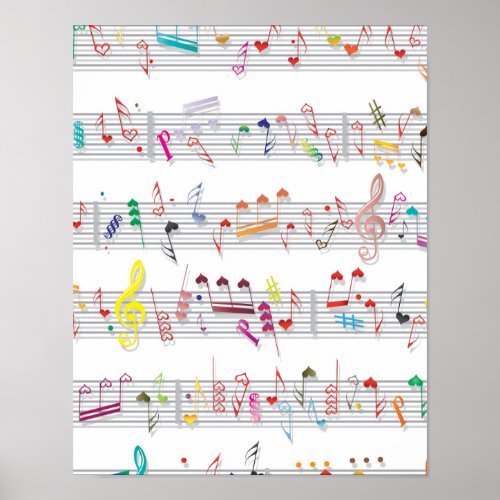 Colorful Sheet Music Notes Poster