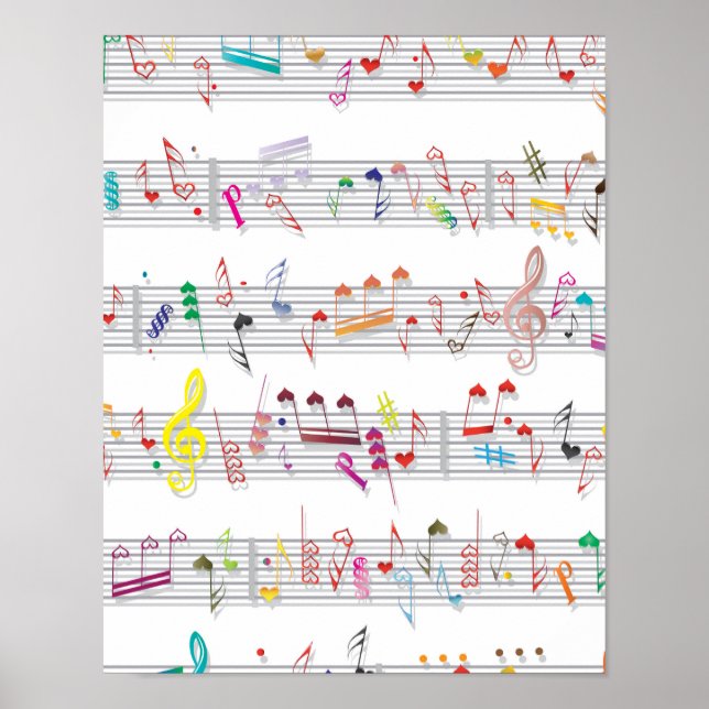 Colorful Sheet Music Notes Poster (Front)
