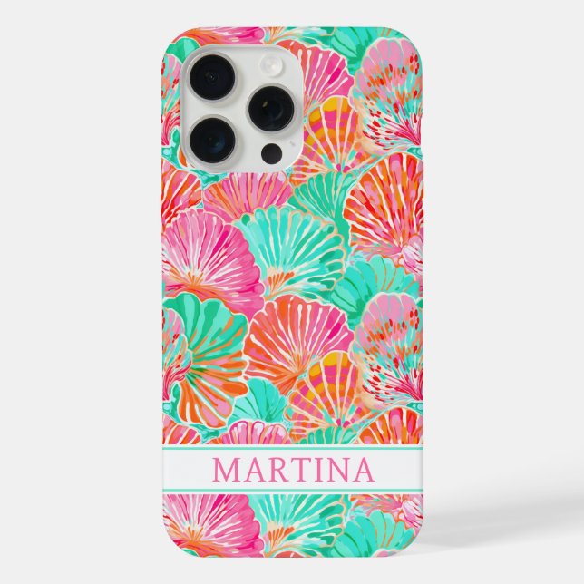Colorful Shells Monogrammed  Iphone Case (Back)