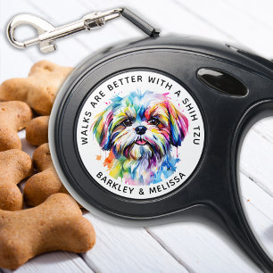 Colorful Shih Tzu Dog Personalized Cute Pet Lover Retractable Pet Leash