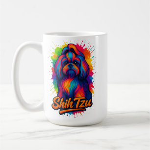 Colorful Shih Tzu Pop Art Design – Vibrant Neon Coffee Mug