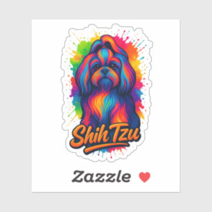 Colorful Shih Tzu Pop Art Design – Vibrant Neon Sticker