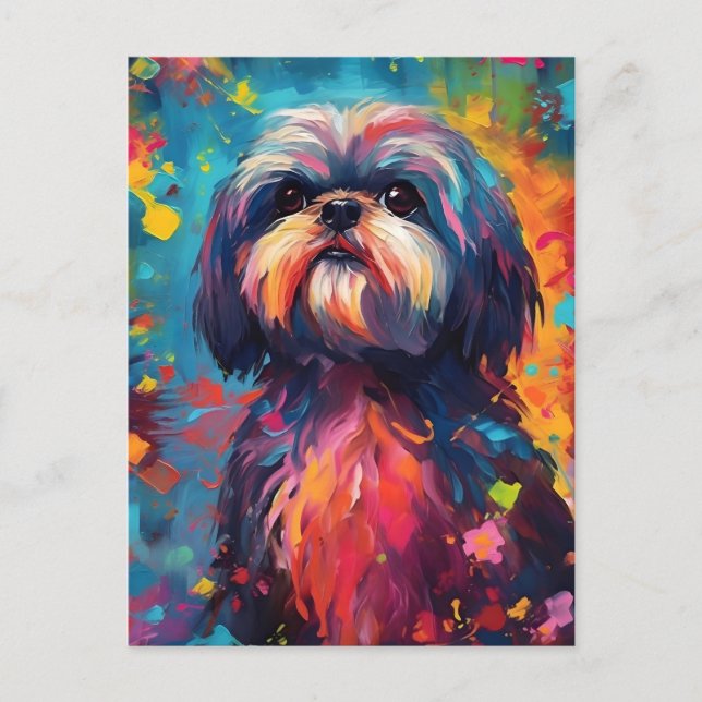 Colorful Shih Tzu Postcard (Front)