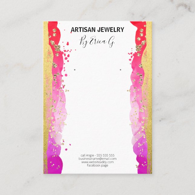 Colorful Shimmering Gold Earring Display Card (Front)