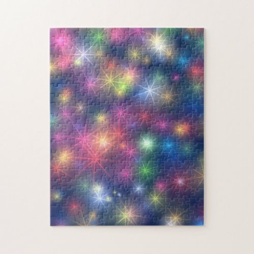 Colorful Shining Stars Cosmic Lights Jigsaw Puzzle