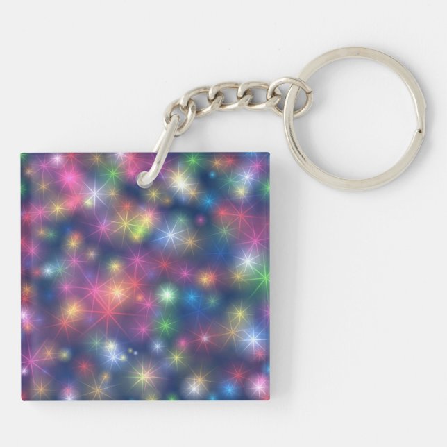 Colorful Shining Stars Cosmic Lights Keychain (Back)
