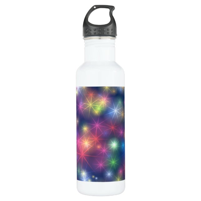 Colorful Shining Stars Cosmic Lights Stainless Steel Water Bottle (Front)