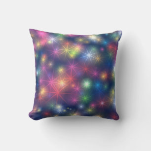 Colorful Shining Stars Cosmic Lights Throw Pillow