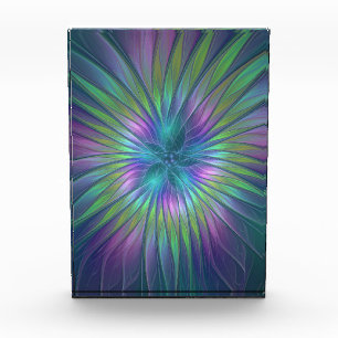 Colorful Shiny Fantasy Flower Abstract Fractal Art Acrylic Award