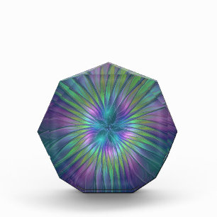 Colorful Shiny Fantasy Flower Abstract Fractal Art Acrylic Award