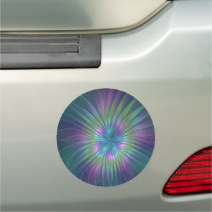 Colorful Shiny Fantasy Flower Abstract Fractal Art Car Magnet