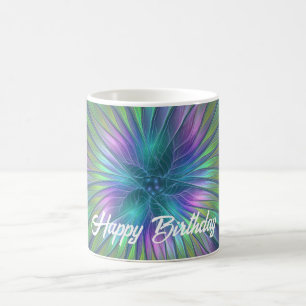 Colorful Shiny Fantasy Flower Abstract Fractal Art Coffee Mug