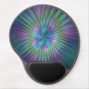 Colorful Shiny Fantasy Flower Abstract Fractal Art Gel Mouse Pad