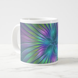 Colorful Shiny Fantasy Flower Abstract Fractal Art Giant Coffee Mug