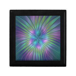 Colorful Shiny Fantasy Flower Abstract Fractal Art Gift Box