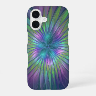 Colorful Shiny Fantasy Flower Abstract Fractal Art iPhone 16 Case