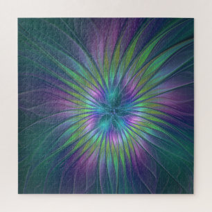 Colorful Shiny Fantasy Flower Abstract Fractal Art Jigsaw Puzzle