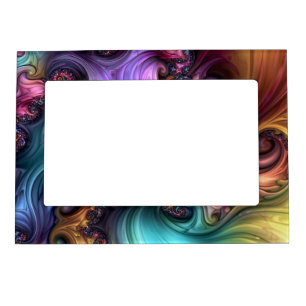 Colorful Shiny Fantasy Flower Abstract Fractal Art Magnetic Frame