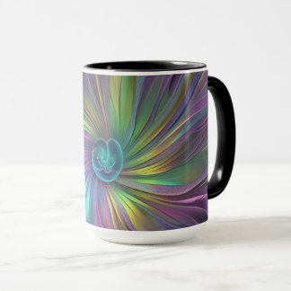 Colorful Shiny Fantasy Flower Abstract Fractal Art Mug