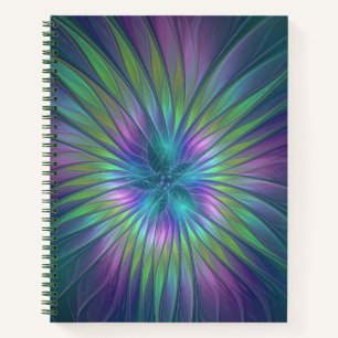 Colorful Shiny Fantasy Flower Abstract Fractal Art Notebook