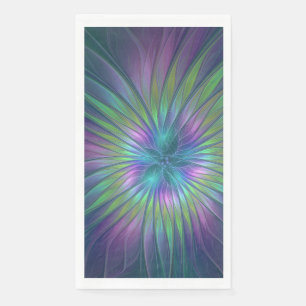 Colorful Shiny Fantasy Flower Abstract Fractal Art Paper Guest Towels
