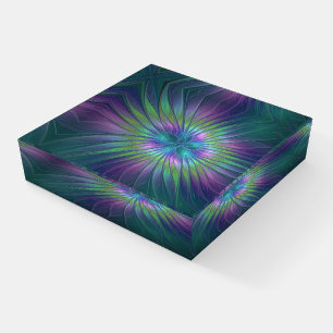 Colorful Shiny Fantasy Flower Abstract Fractal Art Paperweight