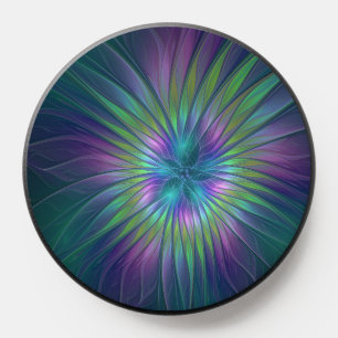 Colorful Shiny Fantasy Flower Abstract Fractal Art PopSocket