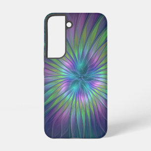 Colorful Shiny Fantasy Flower Abstract Fractal Art Samsung Galaxy S22 Case