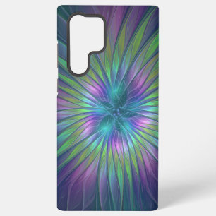 Colorful Shiny Fantasy Flower Abstract Fractal Art Samsung Galaxy S22 Ultra Case