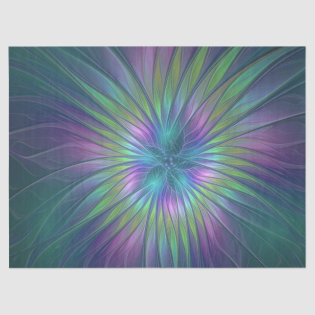 Colorful Shiny Fantasy Flower Abstract Fractal Art Tissue Paper (Front)